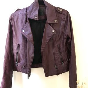 BlankNYC Maroon Faux Leather bomber
